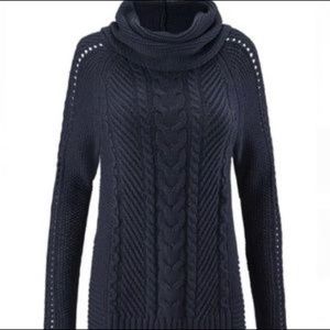 CAbi Navy Cowl Neck Size Medium